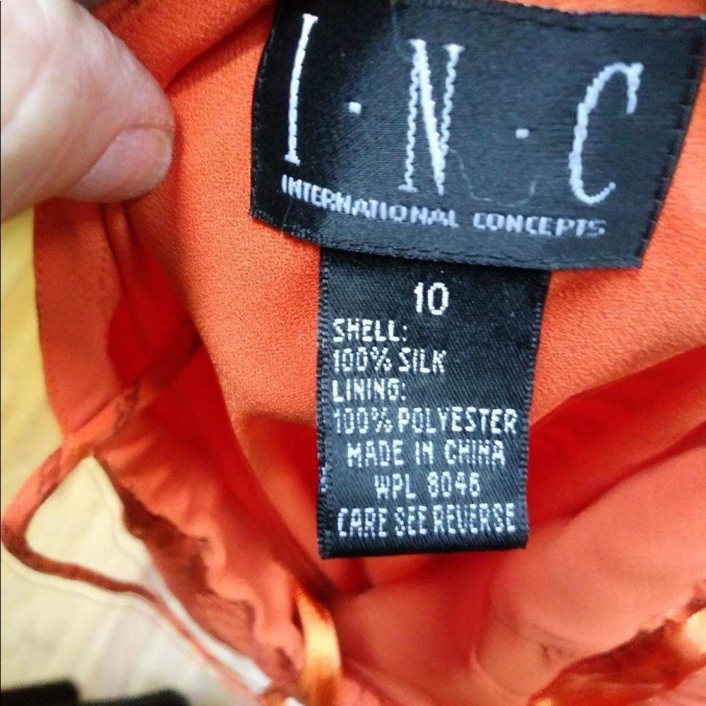 INC International Concepts size 10 orange chain print bias cut for movement - Picture 11 of 15